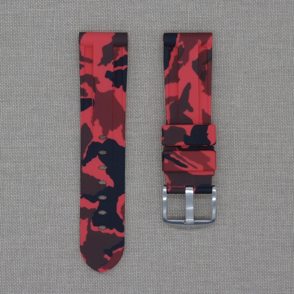22mm Red Camo Rubber Strap