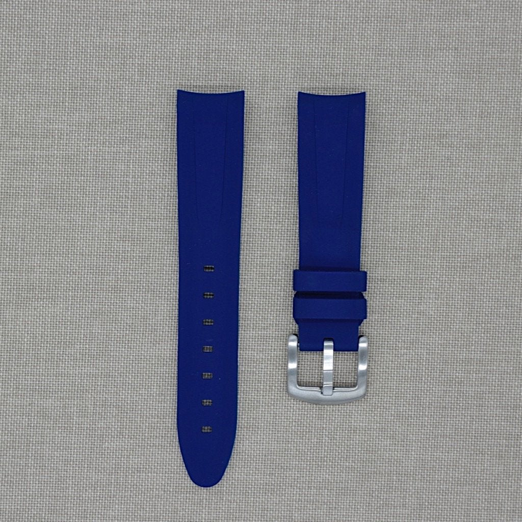 20mm Curved Ended Blue Rubber Strap